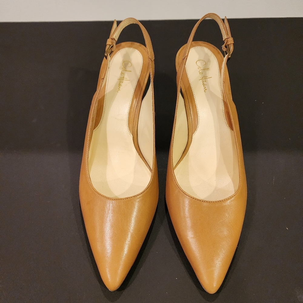 Cole Haan Tan Slingback Heels - Picture 4 of 10
